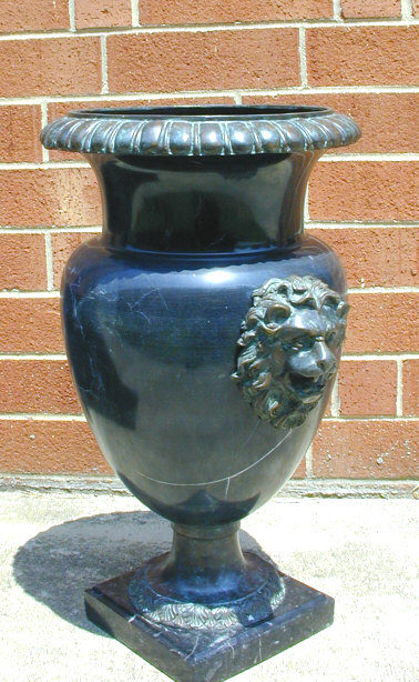 Black Red Or White Marble Urn - Bronze