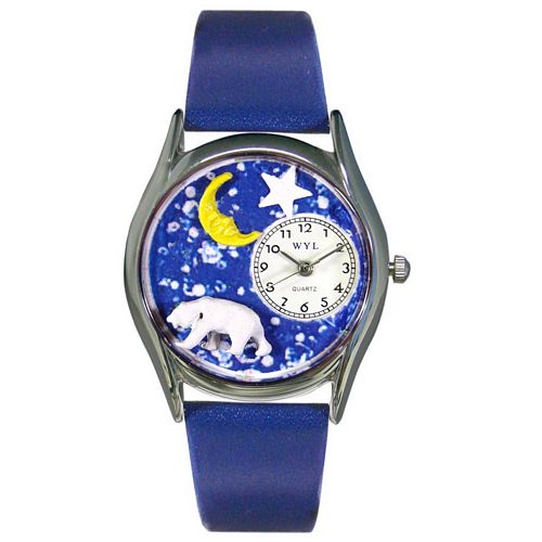 Whimsical Watches WS0150014 Womens Polar Bear Royal Blue Leather And Silvertone Watch