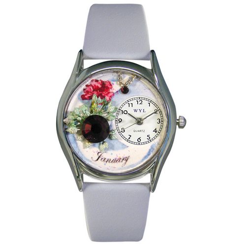 Whimsical Watches WS0910001 Womens Birthstone January Baby Blue Leather And Silvertone Watch