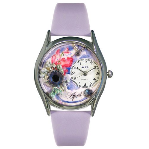 Whimsical Watches WS0910004 Womens Birthstone April Red Leather And Silvertone Watch