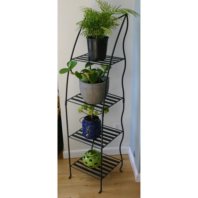 Pangaea Home  Garden FMC2244PK Iron Plant Stand Four Layer  Black