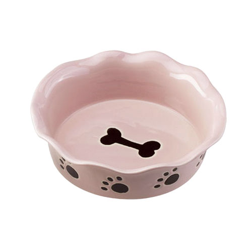 Ethical Pet Products  Spot  DSO6808 7 in. Stoneware Ruffled Dish  Pink