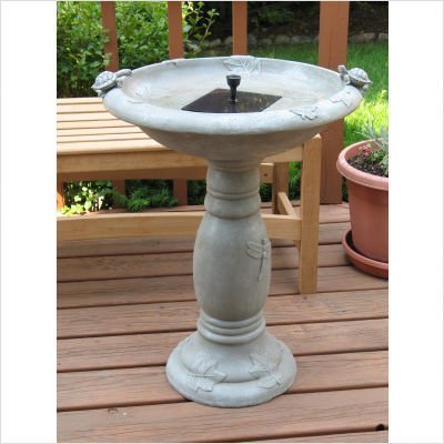 Smart Solar 20622R01 Country Gardens Solar Birdbath Gray Weathered Stone