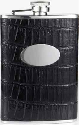 Fantastique Black Synthetic Leather 8oz Flask