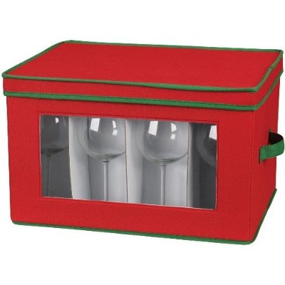 542red Holiday Stemware Chest-balloon Red With Green Trim