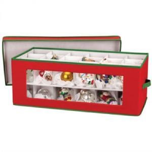 551red Holiday Ornament Chest Red With Green Trim