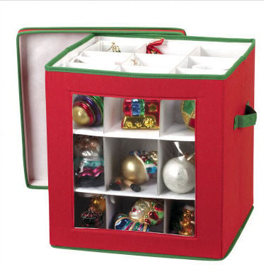 552red Holiday Ornament Cube Red With Green Trim