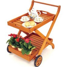 Achla OFS01 Outdoor Serving Cart  Natural Oiled