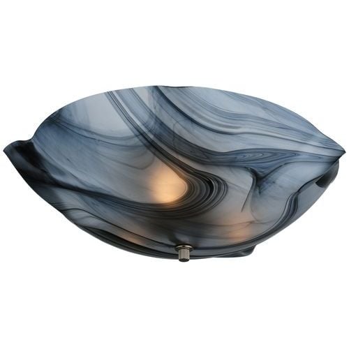114166 16 In. W Organic Art Glass Noir Swirl Flushmount