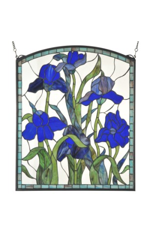 109050 24 In. W X 28.75 In. H Iris Arched Stained Glass Window