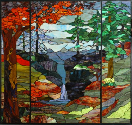 107815 49.125 In. W X 46.375 In. H Tiffany River Of Life Stained Glass Window
