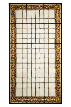 104507 30 In. W X 57 In. H Fleur-de-lis Stained Glass Window