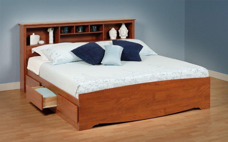 Prepac CSH8400 Cherry King Platform Storage Bed 6 drawers
