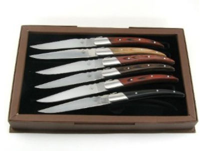 Sr-1027a Sr Laguiole Steak Knives With Assorted Wood Handle - Set Of 6