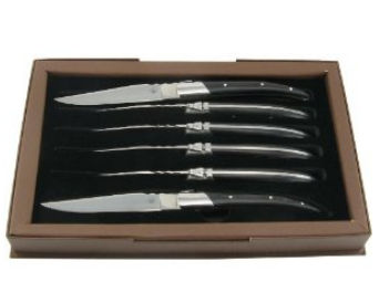 Sr-1027b Sr Laguiole Steak Knives With Black Handle - Set Of 6