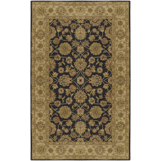 CRN6009-1616 Crowne Rug- 100% Wool- Hand Tufted- Charcoal/Beige/Gold/Rust/Fern/- 1'6''X1'6''