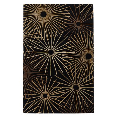 FM7090-69 Forum Rug- 100 Pct Wool- Hand Tufted- Black/Brown/Tan/Gold/Beige/- 6X9