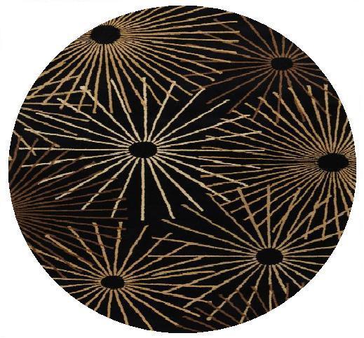 FM7090-8RD Forum Rug- 100 Pct Wool- Hand Tufted- Black/Brown/Tan/Gold/Beige/- 8 ROUND
