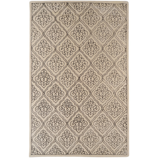 CAN1913-1616 Modern Classics Rug- 100% New Zealand Wool- Hand Tufted- Ivory/Chocolate- 1'6''X1'6''