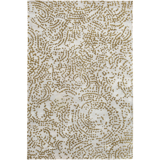 SH7414-1616 Shibui Rug- 100% Semi-Worsted New Zealand- Hand Knotted- Ivory/Gray/Fern- 1'6''X1'6''