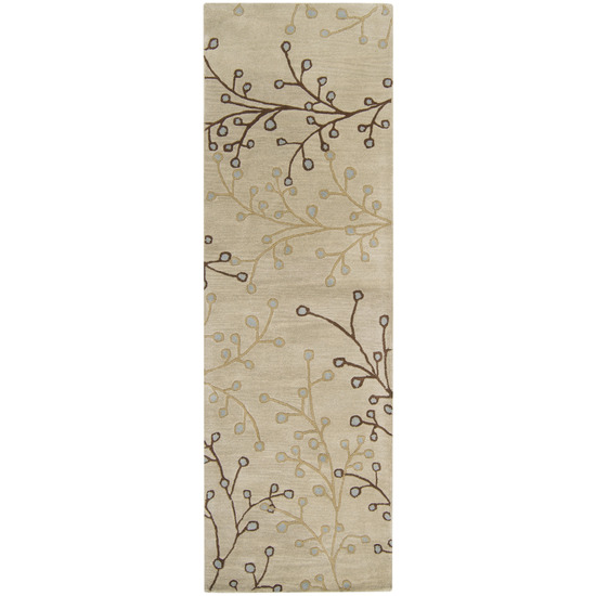 ATH5008-268 Athena Rug- 100% Wool- Hand Tufted- Ivory/Tan/Chocolate/Pale Blue- 2'6''X8'