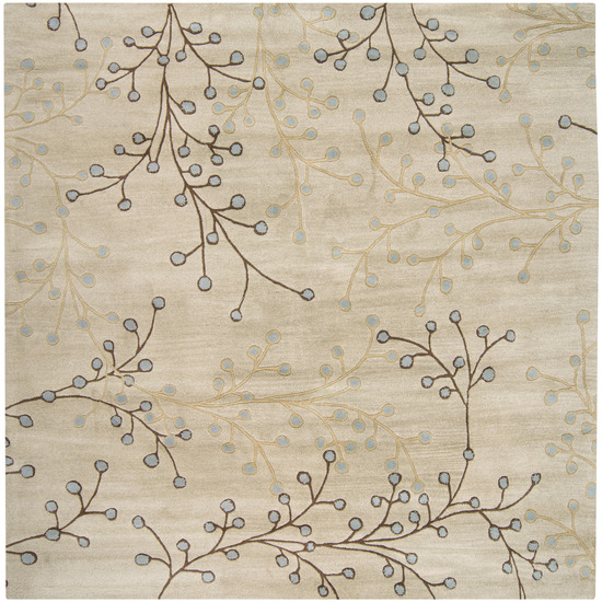 ATH5008-6SQ Athena Rug- 100% Wool- Hand Tufted- Ivory/Tan/Chocolate/Pale Blue- 6' SQUARE