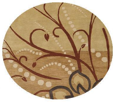 ATH5006-6RD Athena Rug- 100% Wool- Hand Tufted- Tan/Beige/Brown/Charcoal/Ivory/- 6' ROUND