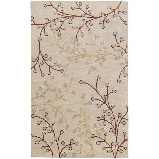 ATH5008-69 Athena Rug- 100% Wool- Hand Tufted- Ivory/Tan/Chocolate/Pale Blue- 6'X9'