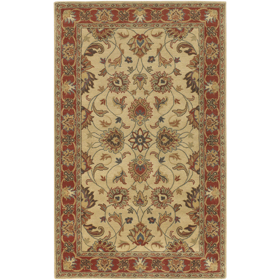 CAE1001-912 Caesar Rug- 100% Wool- Hand Tufted- Beige/Rust Red/Sage/Chocolate/Black/Gold- 9'X12'