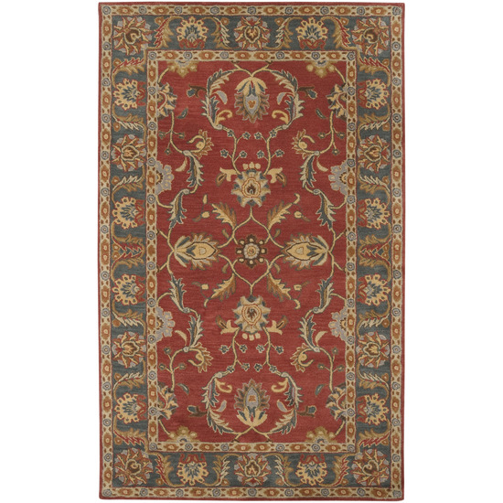 CAE1007-912 Caesar Rug- 100 Pct Wool- Hand Tufted- Rust Red/Kerry Blue/Taupe/Gray Blue/Gold/Light Brown- 9X12