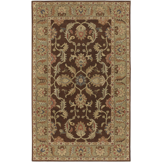 CAE1009-7696 Caesar Rug- 100% Wool- Hand Tufted- Chocolate/Rust/Sage/Beige/Tan/Gold- 7'6''X9'6''