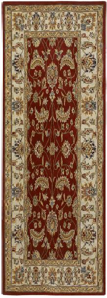 CAE1022-268 Caesar Rug- 100% Wool- Hand Tufted- Red/Ivory/Gold/Green/Sage/Rust- 2'6''X8'