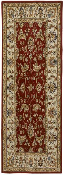CAE1022-312 Caesar Rug- 100% Wool- Hand Tufted- Red/Ivory/Gold/Green/Sage/Rust- 3'X12'