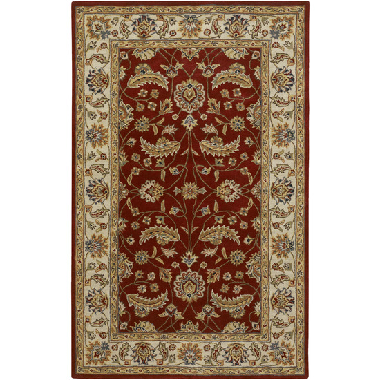 CAE1022-46 Caesar Rug- 100 Pct Wool- Hand Tufted- Red/Ivory/Gold/Green/Sage/Rust- 4X6