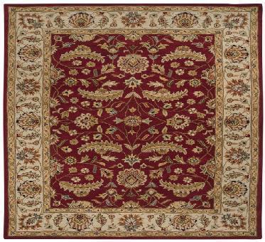 CAE1022-99SQ Caesar Rug- 100 Pct Wool- Hand Tufted- Red/Ivory/Gold/Green/Sage/Rust- 99 SQUA