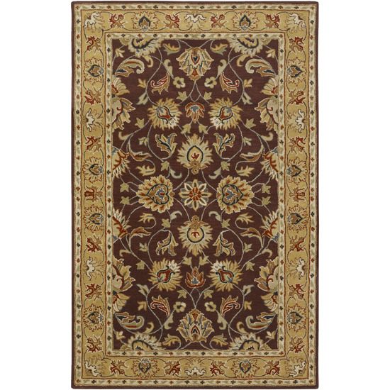 CAE1024-23 Caesar Rug- 100 Pct Wool- Hand Tufted- Plum/Gold/Red/Sage/Dark Green/Brown- 2X3