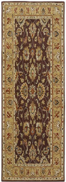 CAE1024-312 Caesar Rug- 100 Pct Wool- Hand Tufted- Plum/Gold/Red/Sage/Dark Green/Brown- 3X12