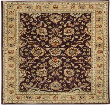 CAE1024-4SQ Caesar Rug- 100 Pct Wool- Hand Tufted- Plum/Gold/Red/Sage/Dark Green/Brown- 4 SQUARE