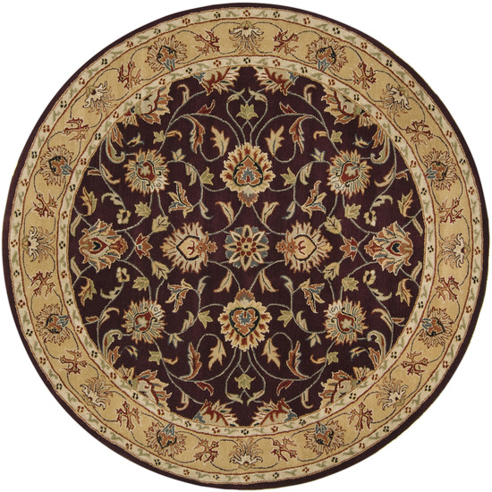 CAE1024-99RD Caesar Rug- 100 Pct Wool- Hand Tufted- Plum/Gold/Red/Sage/Dark Green/Brown- 99 ROUN