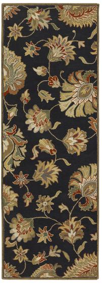 CAE1027-268 Caesar Rug- 100 Pct Wool- Hand Tufted- Black/Brown/Gold/Red/Rust/Sage- 26X8