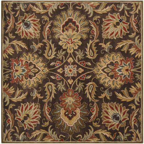 CAE1028-6SQ Caesar Rug- 100 Pct Wool- Hand Tufted- Ivory/Gold/Black/Red/Rust/Sage- 6 SQUARE