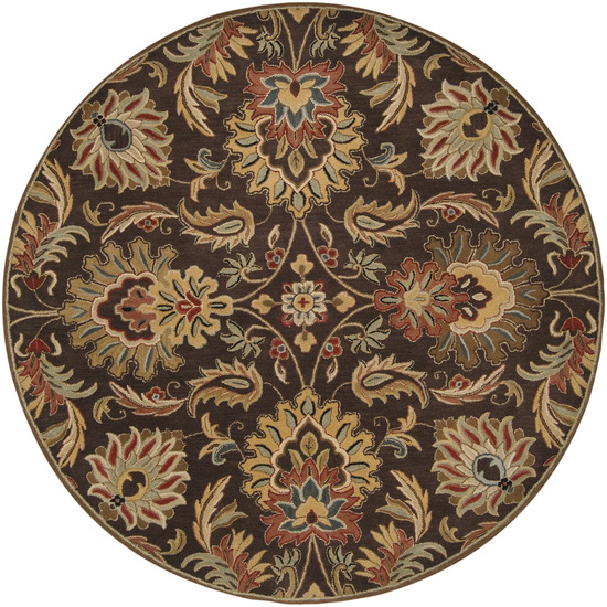 CAE1028-99RD Caesar Rug- 100% Wool- Hand Tufted- Ivory/Gold/Black/Red/Rust/Sage- 9'9'' ROUN