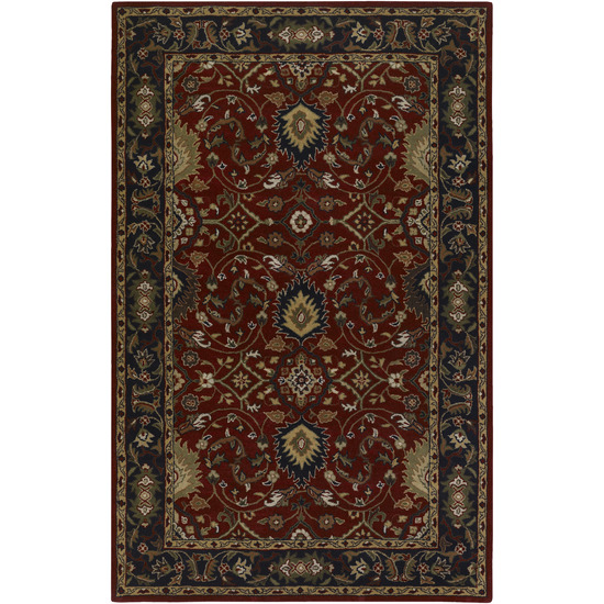 CAE1031-1014 Caesar Rug- 100% Wool- Hand Tufted- Red/Black/Olive/Gold/Rust/Tan- 10'X14'
