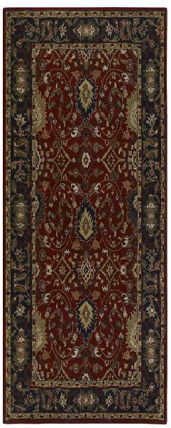 CAE1031-312 Caesar Rug- 100% Wool- Hand Tufted- Red/Black/Olive/Gold/Rust/Tan- 3'X12'