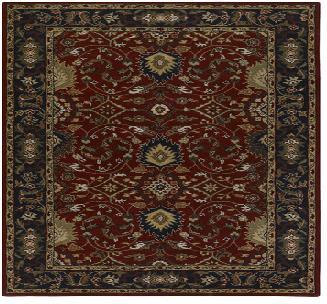 CAE1031-6SQ Caesar Rug- 100% Wool- Hand Tufted- Red/Black/Olive/Gold/Rust/Tan- 6' SQUARE