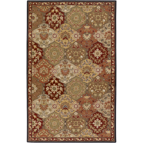 Surya CAE1034811 Caesar Rug 100 Pct Wool Hand Tufted Red/Olive/Green/Gold/Taupe/