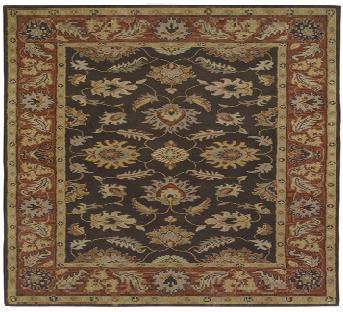 CAE1036-6SQ Caesar Rug- 100% Wool- Hand Tufted- Chocolate/Rust/Gold /Beige/Tan/Taupe- 6' SQUARE
