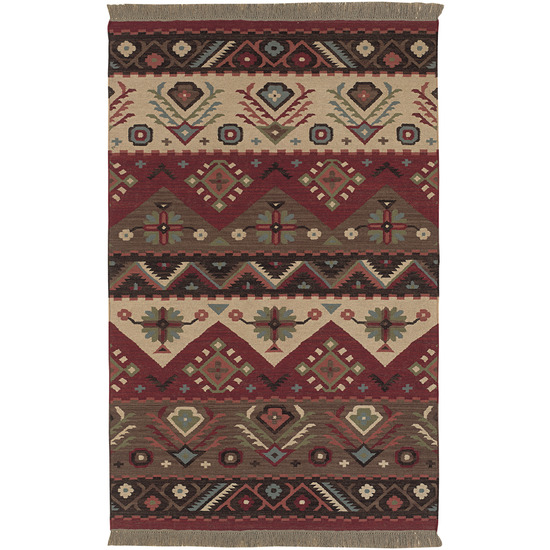 JT8-1616 Jewel Tone Rug- 100 Pct Wool- Hand Woven- Red/Brown/Beige/Turquoise/Sage Green/Black- 16X16
