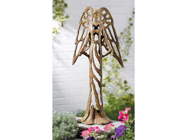 CBK 82187 Standing Angel Garden Statue Antique Cranberry