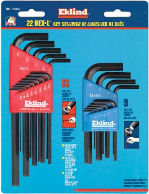 269-10022 22-Pc Short & Long L-Wrench Hex Key Set Inch &